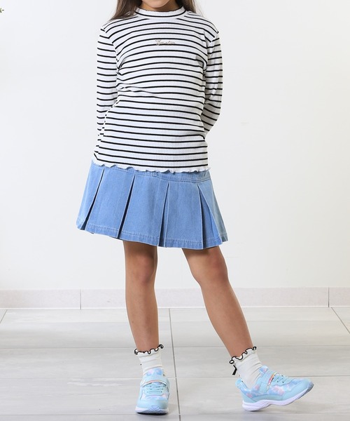 SHOO・LA・RUE（シューラルー）の「【100-150cm】刺繍ロゴ使いリブロンT（Tシャツ/カットソー・キッズ・ライトグレー/パープル/ライトグリーン/ホワイト系3・11/10/12/15 /13/14）」の14枚目の写真