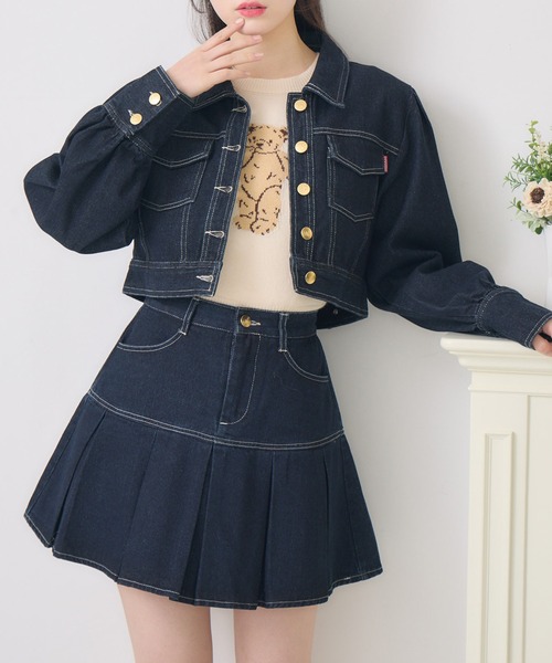 ems excite(エムズエキサイト)の「Gジャン&プリーツSKセット(その他アウター・レディース・ブラック/ブルー/ピンク・FREE)」の2枚目の写真