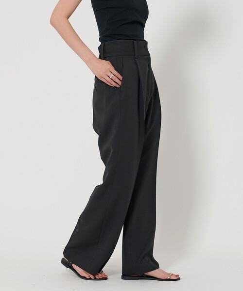 EMMEL REFINES（エメルリファインズ）の「＜EMMEL REFINES＞EM リネンライク センタープレス パンツ（スラックス・レディース・ブラック/ベージュ・XS/S/M）」の5枚目の写真