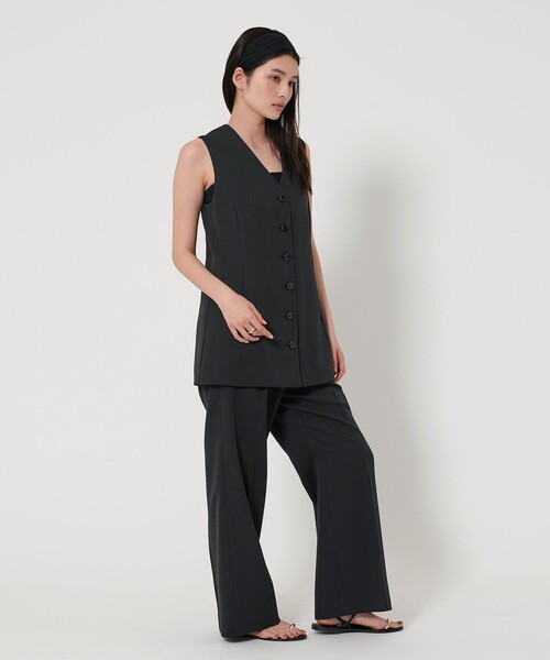 EMMEL REFINES（エメルリファインズ）の「＜EMMEL REFINES＞EM リネンライク センタープレス パンツ（スラックス・レディース・ブラック/ベージュ・XS/S/M）」の9枚目の写真