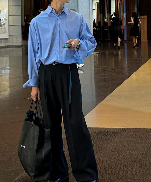 ASCLO（エジュクロ）の「ASCLO／オーバーフィットシャツ（シャツ/ブラウス・メンズ・ブルー/ブラック/ホワイト/ブラウン・FREE）」の11枚目の写真