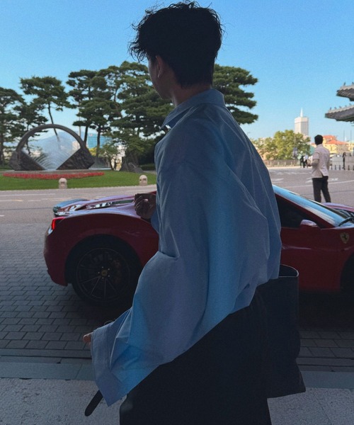 ASCLO（エジュクロ）の「ASCLO／オーバーフィットシャツ（シャツ/ブラウス・メンズ・ブルー/ブラック/ホワイト/ブラウン・FREE）」の13枚目の写真