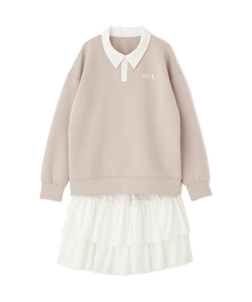JILL by JILL STUART(ジルバイジルスチュアート)の「◇ポロ衿スウェットフリルミニセットアップ(ワンピース・レディース・グレー/ベージュ・FREE)」の13枚目の写真