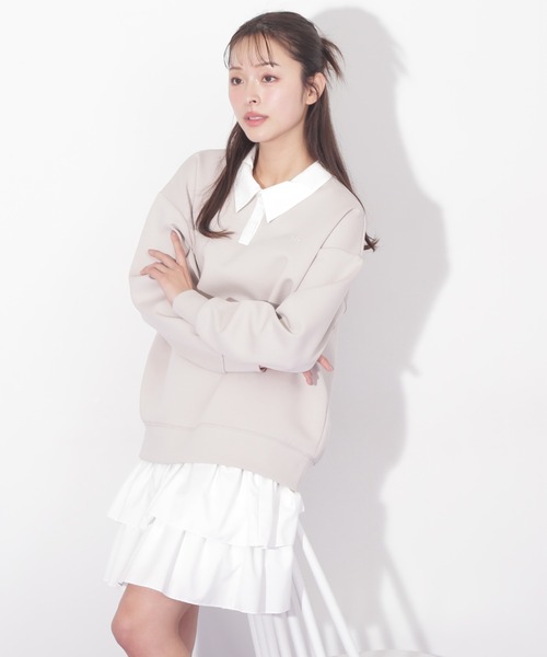 JILL by JILL STUART(ジルバイジルスチュアート)の「◇ポロ衿スウェットフリルミニセットアップ(ワンピース・レディース・グレー/ベージュ・FREE)」の19枚目の写真