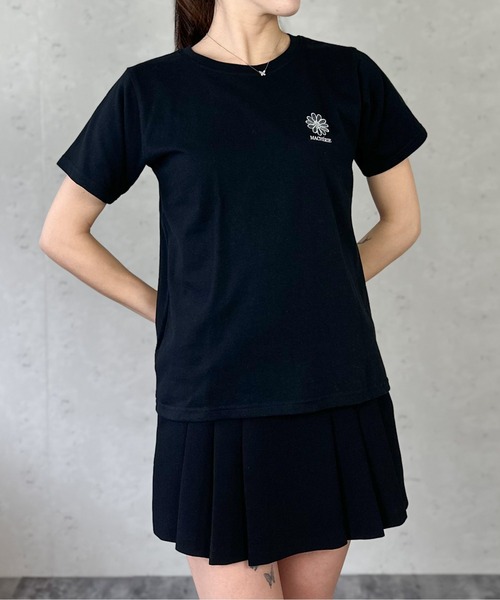 Per sist ence(パーシエンス)の「天竺フラワー刺繍コンパクトTシャツ(Tシャツ/カットソー・レディース・ブラック/オフホワイト/杢グレー・FREE)」の13枚目の写真