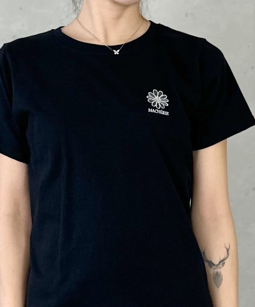 Per sist ence(パーシエンス)の「天竺フラワー刺繍コンパクトTシャツ(Tシャツ/カットソー・レディース・ブラック/オフホワイト/杢グレー・FREE)」の15枚目の写真