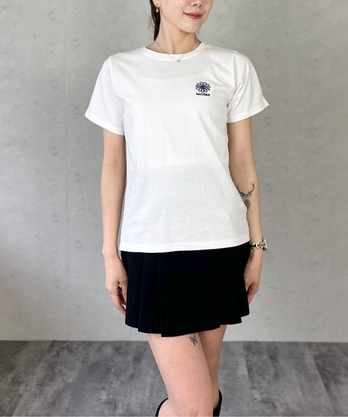 Per sist ence(パーシエンス)の「天竺フラワー刺繍コンパクトTシャツ(Tシャツ/カットソー・レディース・ブラック/オフホワイト/杢グレー・FREE)」の6枚目の写真