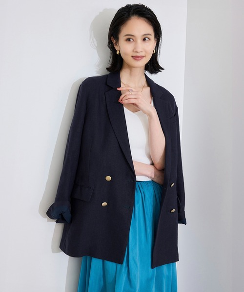 ROPE 尾州リネンダブルブレストジャケット セール】尾州リネンダブルブレストジャケット（テーラードジャケット