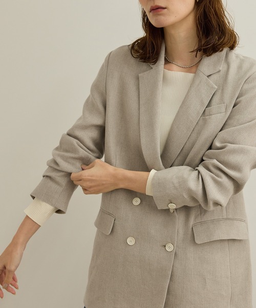 セール】尾州リネンダブルブレストジャケット（テーラードジャケット