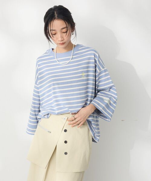 BEVERLY HILLS POLO CLUB（ビバリーヒルズポロクラブ）の「【別注】BEVERLY HILLS POLO CLUB刺繍ワイドスリーブTEE（Tシャツ/カットソー・レディース・ブラック系その他4/ブルー系その他/オフホワイト/ブラック・FREE）」の5枚目の写真