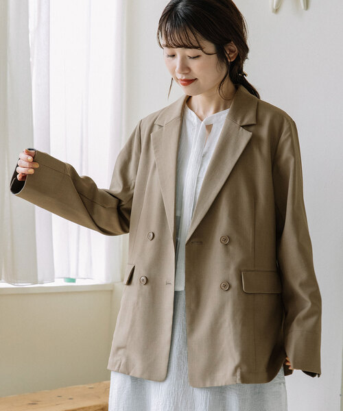 POU DOU DOU（プードゥドゥ）の「ダブルボタンテーラードジャケット（テーラードジャケット・レディース・ダークグレー/モカ/ブラック・M）」の3枚目の写真