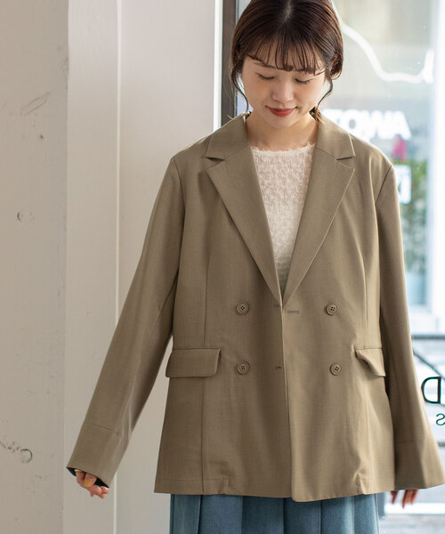 POU DOU DOU（プードゥドゥ）の「ダブルボタンテーラードジャケット（テーラードジャケット・レディース・ダークグレー/モカ/ブラック・M）」の4枚目の写真
