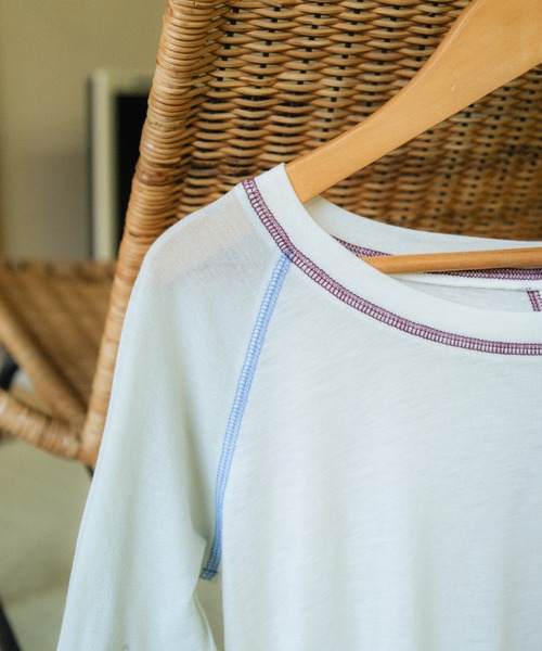 PAMM シースルーラグランロンT アイスブルー×ホワイト PAMM（パム）の「PAMMのシースルーラグランロンT（Tシャツ