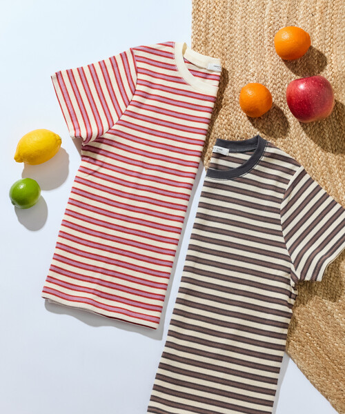 FREAK'S STORE（フリークスストア）の「※限定展開　マルチボーダｰ 半袖 TEE シャツ（Tシャツ/カットソー・レディース・ブラック/グリーン/レッド/グレー/オレンジ・ﾌﾘ-）」の17枚目の写真