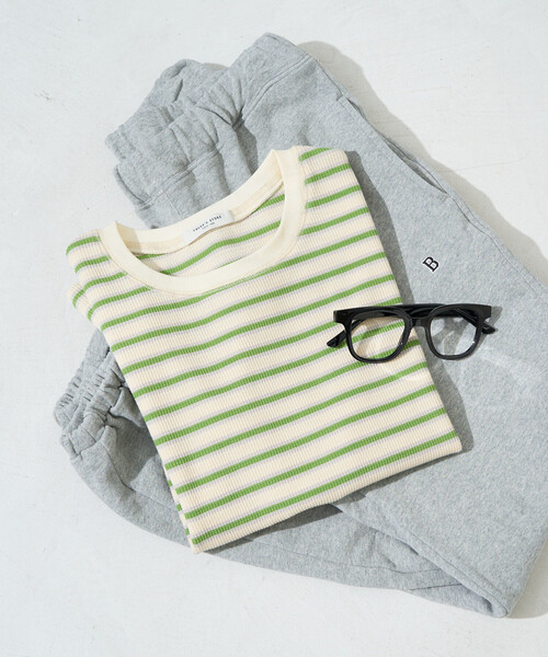 FREAK'S STORE（フリークスストア）の「※限定展開　マルチボーダｰ 半袖 TEE シャツ（Tシャツ/カットソー・レディース・ブラック/グリーン/レッド/グレー/オレンジ・ﾌﾘ-）」の16枚目の写真