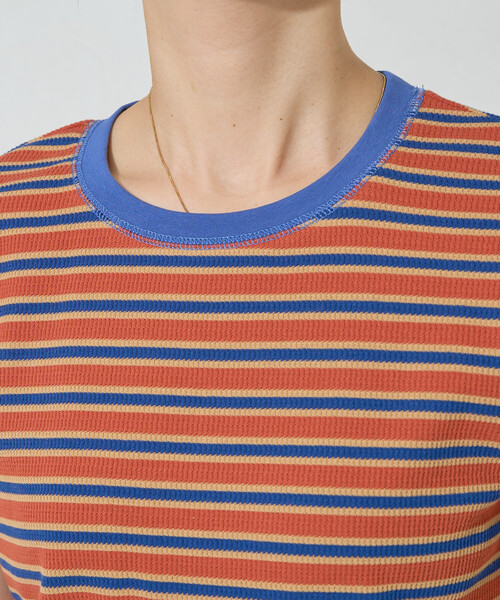 FREAK'S STORE（フリークスストア）の「※限定展開　マルチボーダｰ 半袖 TEE シャツ（Tシャツ/カットソー・レディース・ブラック/グリーン/レッド/グレー/オレンジ・ﾌﾘ-）」の9枚目の写真