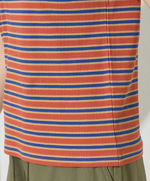 FREAK'S STORE（フリークスストア）の「※限定展開　マルチボーダｰ 半袖 TEE シャツ（Tシャツ/カットソー・レディース・ブラック/グリーン/レッド/グレー/オレンジ・ﾌﾘ-）」の6枚目の写真