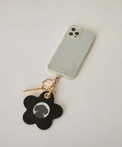 フラワー型チャーム付きキーホルダー HASHIBAMI】フラワー型チャーム&スマホハンドストラップ