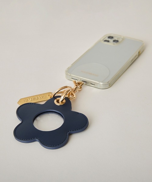 フラワー型チャーム付きキーホルダー HASHIBAMI】フラワー型チャーム&スマホハンドストラップ