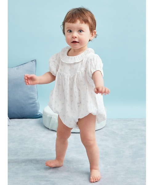 セール】【販路限定】【BABY】リトルフラワー柄ガーゼロンパース