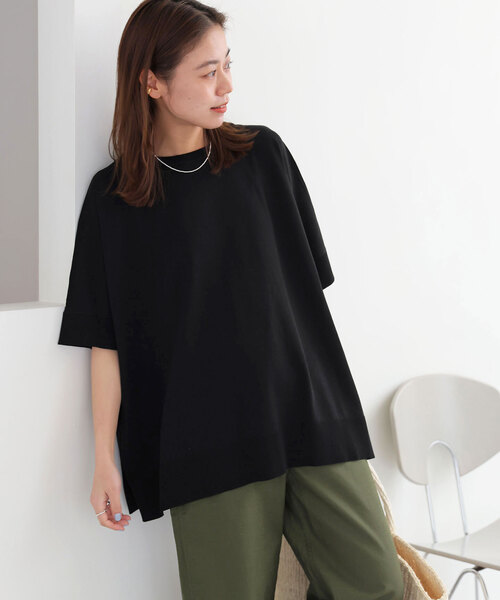 JOURNAL STANDARD relume（ジャーナルスタンダード　レリューム）の「《追加》接触冷感 / ウォッシャブルクールポンチョプルオーバー（ニット/セーター・レディース・ライトグレー/ブラック/ブルー・FREE）」の9枚目の写真