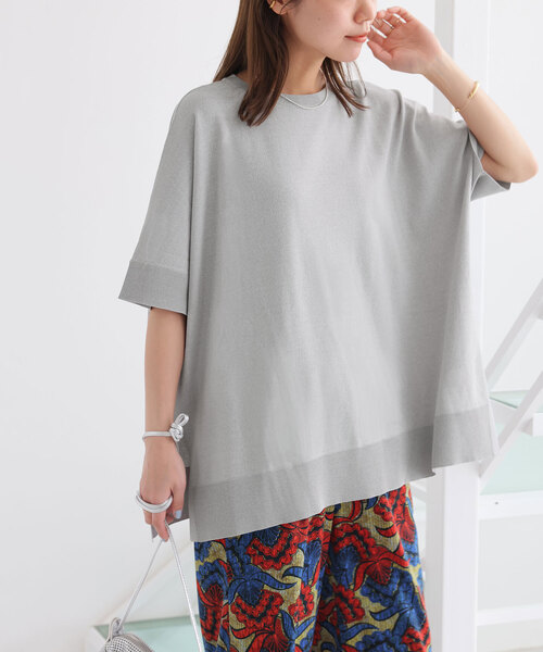 JOURNAL STANDARD relume（ジャーナルスタンダード　レリューム）の「《追加》接触冷感 / ウォッシャブルクールポンチョプルオーバー（ニット/セーター・レディース・ライトグレー/ブラック/ブルー・FREE）」の15枚目の写真