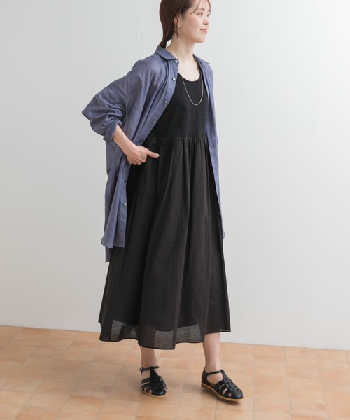 URBAN RESEARCH DOORS（アーバンリサーチドアーズ）の「2WAYタンクトップレイヤードワンピース（ワンピース・レディース・ブラック/オフホワイト・MEDIUM）」の5枚目の写真