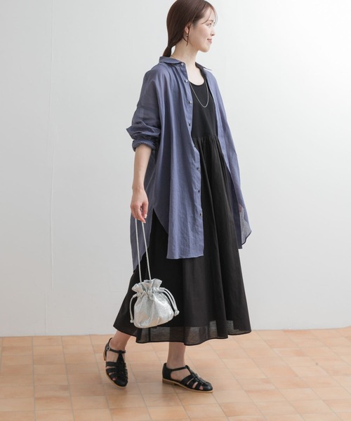 URBAN RESEARCH DOORS（アーバンリサーチドアーズ）の「2WAYタンクトップレイヤードワンピース（ワンピース・レディース・ブラック/オフホワイト・MEDIUM）」の6枚目の写真