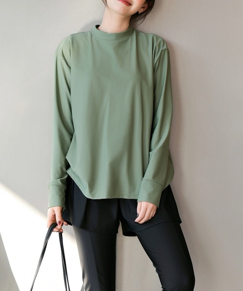 TeddyShop(テディショップ)の「【紫外線カット99.9%】レディース水着 水陸両用で紫外線も体型もカバーできる。2WAY長袖プチハイネックパッド付きラッシュガード+レギンス+ショーツ 3点セット(水着・レディース・ブルー系その他/グリーン/モカ/ベージュ・LL/S/M/L)」の17枚目の写真