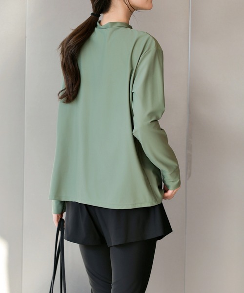 TeddyShop(テディショップ)の「【紫外線カット99.9%】レディース水着 水陸両用で紫外線も体型もカバーできる。2WAY長袖プチハイネックパッド付きラッシュガード+レギンス+ショーツ 3点セット(水着・レディース・ブルー系その他/グリーン/モカ/ベージュ・LL/S/M/L)」の16枚目の写真