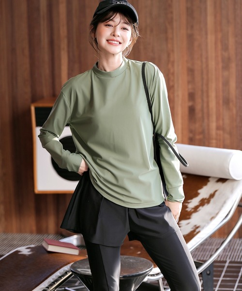 TeddyShop(テディショップ)の「【紫外線カット99.9%】レディース水着 水陸両用で紫外線も体型もカバーできる。2WAY長袖プチハイネックパッド付きラッシュガード+レギンス+ショーツ 3点セット(水着・レディース・ブルー系その他/グリーン/モカ/ベージュ・LL/S/M/L)」の20枚目の写真