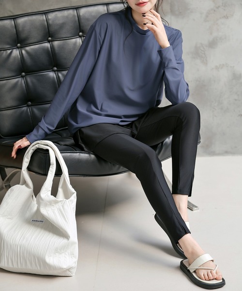 TeddyShop(テディショップ)の「【紫外線カット99.9%】レディース水着 水陸両用で紫外線も体型もカバーできる。2WAY長袖プチハイネックパッド付きラッシュガード+レギンス+ショーツ 3点セット(水着・レディース・ブルー系その他/グリーン/モカ/ベージュ・LL/S/M/L)」の13枚目の写真