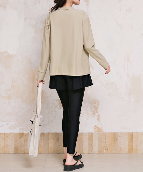 TeddyShop(テディショップ)の「【紫外線カット99.9%】レディース水着 水陸両用で紫外線も体型もカバーできる。2WAY長袖プチハイネックパッド付きラッシュガード+レギンス+ショーツ 3点セット(水着・レディース・ブルー系その他/グリーン/モカ/ベージュ・LL/S/M/L)」の21枚目の写真