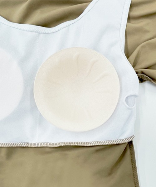 TeddyShop(テディショップ)の「【紫外線カット99.9%】レディース水着 水陸両用で紫外線も体型もカバーできる。2WAY長袖プチハイネックパッド付きラッシュガード+レギンス+ショーツ 3点セット(水着・レディース・ブルー系その他/グリーン/モカ/ベージュ・LL/S/M/L)」の7枚目の写真