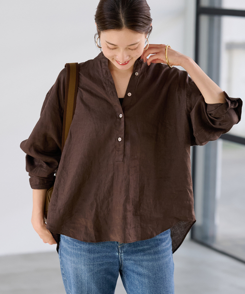 24SS✨フレームワーク　フレンチリネンシャツ　麻　ゆったり　ブラック 24SS✨フレームワーク フレンチリネンシャツ 麻 ゆったり ブラック