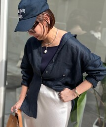 ノーリーズ 24SS リネン2WAY shortシャツ リネン100 ベージュ ライトリネンオープンカラーシャツ【BODYWILD×AWEAR