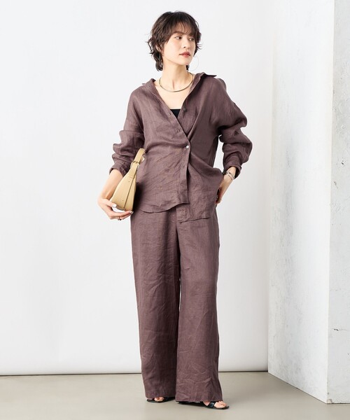 NOLLEY’S（ノーリーズ）の「【WEB STAFF恵☆別注カラーあり】《セットアップ対応》MY STANDARD リネンシャツ（シャツ/ブラウス・レディース・ホワイト/ライトブルー/ダークネイビー/ダークブラウン/ベージュ/ピンク・FREE）」の9枚目の写真