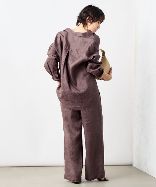 NOLLEY’S（ノーリーズ）の「【WEB STAFF恵☆別注カラーあり】《セットアップ対応》MY STANDARD リネンシャツ（シャツ/ブラウス・レディース・ホワイト/ライトブルー/ダークネイビー/ダークブラウン/ベージュ/ピンク・FREE）」の11枚目の写真