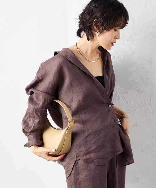 NOLLEY’S（ノーリーズ）の「【WEB STAFF恵☆別注カラーあり】《セットアップ対応》MY STANDARD リネンシャツ（シャツ/ブラウス・レディース・ホワイト/ライトブルー/ダークネイビー/ダークブラウン/ベージュ/ピンク・FREE）」の14枚目の写真