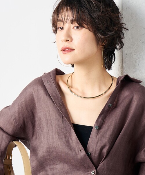 NOLLEY’S（ノーリーズ）の「【WEB STAFF恵☆別注カラーあり】《セットアップ対応》MY STANDARD リネンシャツ（シャツ/ブラウス・レディース・ホワイト/ライトブルー/ダークネイビー/ダークブラウン/ベージュ/ピンク・FREE）」の15枚目の写真