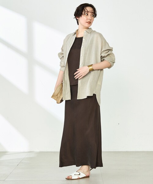 NOLLEY’S（ノーリーズ）の「【WEB STAFF恵☆別注カラーあり】《セットアップ対応》MY STANDARD リネンシャツ（シャツ/ブラウス・レディース・ホワイト/ライトブルー/ダークネイビー/ダークブラウン/ベージュ/ピンク・FREE）」の20枚目の写真