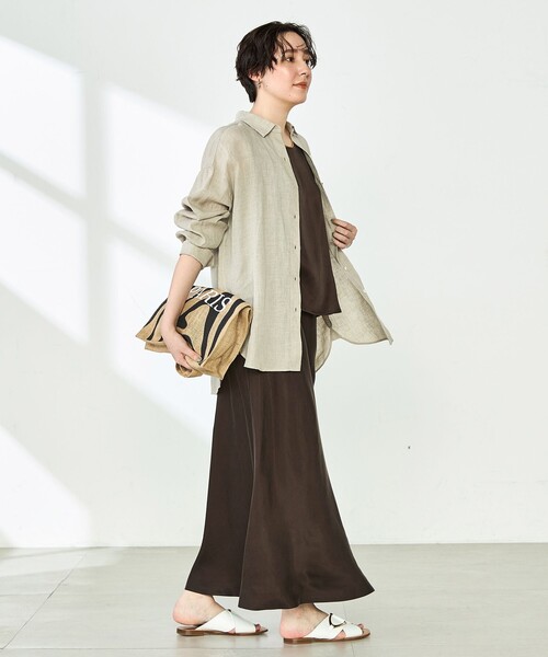 NOLLEY’S（ノーリーズ）の「【WEB STAFF恵☆別注カラーあり】《セットアップ対応》MY STANDARD リネンシャツ（シャツ/ブラウス・レディース・ホワイト/ライトブルー/ダークネイビー/ダークブラウン/ベージュ/ピンク・FREE）」の21枚目の写真