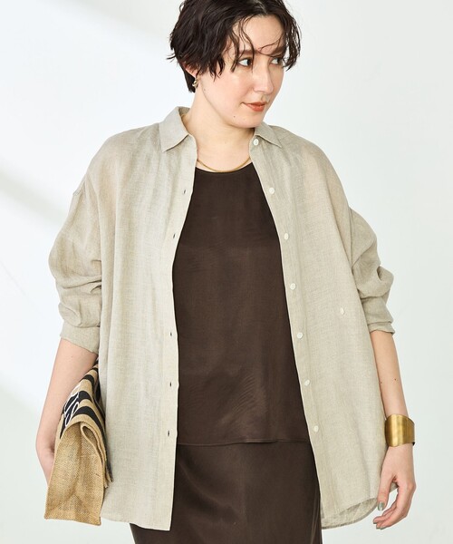 NOLLEY’S（ノーリーズ）の「【WEB STAFF恵☆別注カラーあり】《セットアップ対応》MY STANDARD リネンシャツ（シャツ/ブラウス・レディース・ホワイト/ライトブルー/ダークネイビー/ダークブラウン/ベージュ/ピンク・FREE）」の22枚目の写真