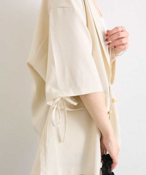 w closet（ダブルクローゼット）の「半袖袖リボンBIGテーラードジャケット（テーラードジャケット・レディース・アイボリー/グレー/ネイビー・FREE）」の17枚目の写真