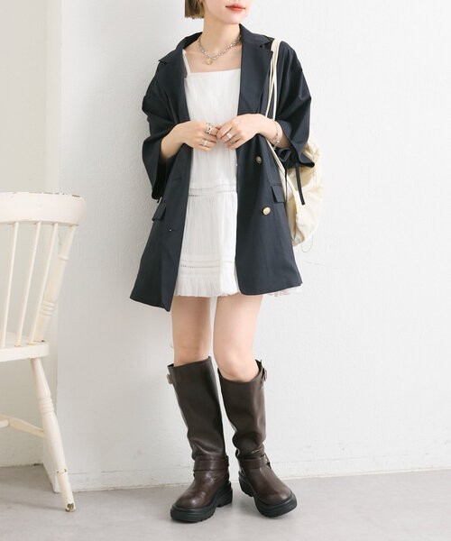 【超美品】W closet ダブルクローゼット七分袖シャツジャケットバックリボン w closet（ダブルクローゼット）の「刺繍バックリボンビッグ