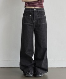 UNE MANSION | 【低身長 / 高身長用 サイズ＆丈が選べるカラーパンツ】【 3color ／ ３size／ 2lengths 】【 足長効果あり】カットオフフロントアウトポケットセミストレートデニム(デニムパンツ)