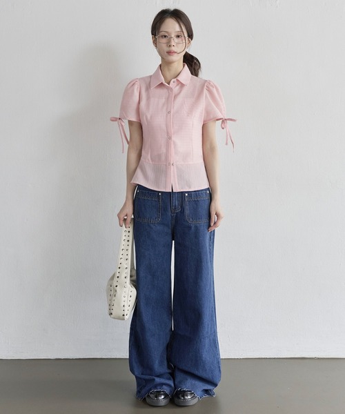 UNE MANSION（ユヌマンション）の「【低身長 / 高身長用 サイズ＆丈が選べるカラーパンツ】【 3color ／ ３size／ 2lengths 】【 足長効果あり】カットオフフロントアウトポケットセミストレートデニム（デニムパンツ・レディース・ブルー/ブラック/ライトブルー・S-Short/S-Long/M-Short/M-Long/L-Short/L-Long）」の20枚目の写真