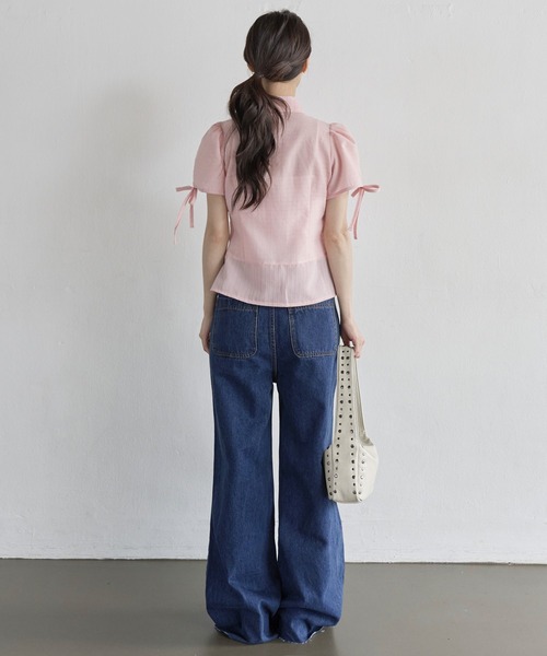 UNE MANSION（ユヌマンション）の「【低身長 / 高身長用 サイズ＆丈が選べるカラーパンツ】【 3color ／ ３size／ 2lengths 】【 足長効果あり】カットオフフロントアウトポケットセミストレートデニム（デニムパンツ・レディース・ブルー/ブラック/ライトブルー・S-Short/S-Long/M-Short/M-Long/L-Short/L-Long）」の22枚目の写真