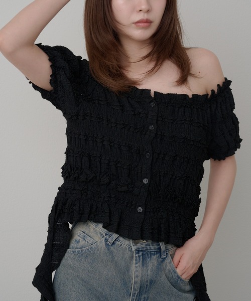 RAY CASSIN(レイカズン)の「サイドフリルオフショルT(Tシャツ/カットソー・レディース・ホワイト/ベージュ/ブラック/ピンクベージュ・FREE)」の11枚目の写真