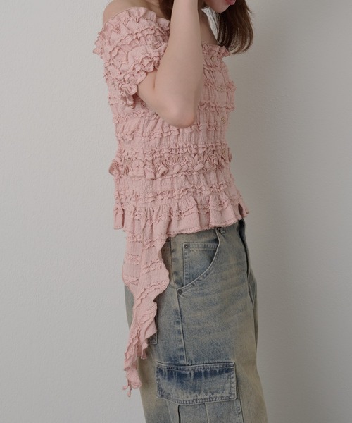 RAY CASSIN(レイカズン)の「サイドフリルオフショルT(Tシャツ/カットソー・レディース・ホワイト/ベージュ/ブラック/ピンクベージュ・FREE)」の19枚目の写真